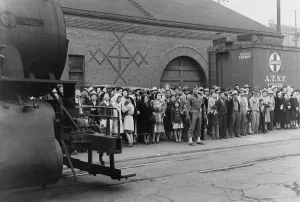 Ethnic Groups Prints: Japanese Americans at a train station as the U