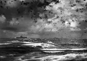 Aerial Bombing Prints: A Japanese bomb splashes near of the USS Enterprise during the Battle of Santa Cruz Island