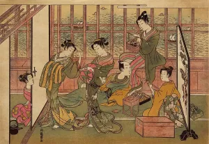 Woodcuts Prints: A Japanese brothel in Shinagawa