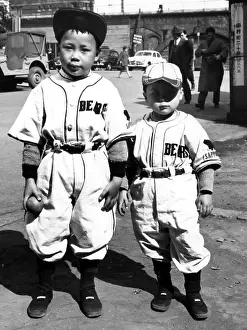 Japanese Prints: Japanese kids wearing American baseball uniforms