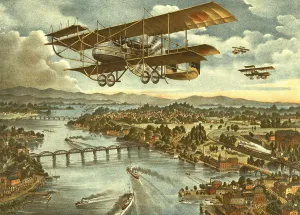Air Force Prints: Japanese military bi-plane in flight