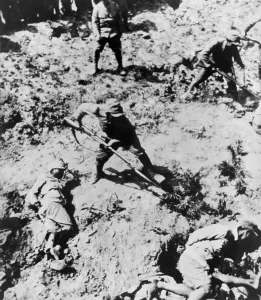 Torture Prints: Japanese soldiers with bayonets menacing their Chinese captives