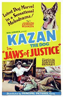 Attacking Prints: JAWS OF JUSTICE, top: Kazan the Wonder Dog on poster art, 1933