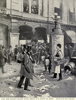Street Prints: Jay Gould and Jim Fisk are besieged in their office by stick carrying victims of their gold price manipulation