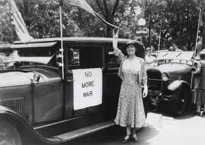 Rankin Prints: Jeanette Rankin leaving Washington on a speaking tour for peace
