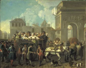 18th C Prints: JEAURAT, Etienne (1699-1789). Prostitutes Being Led Off to La Salptrire