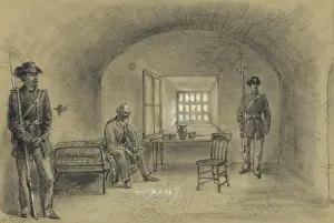 Guards Prints: Jeff Davis imprisoned in a casement cell in Fortress Monroe on May 19