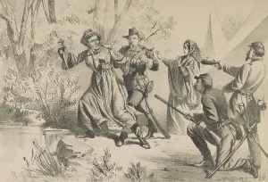 Union Army Prints: Jefferson Davis and his wife Varina are arrested by Union soldiers on the morning of May 10