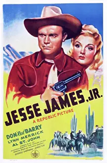 Merrick Prints: JESSE JAMES, JR. US poster art, from left: Don Red Barry, Lynn Merrick, 1942
