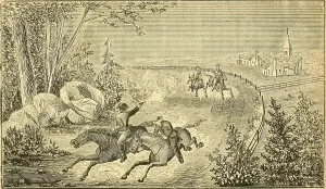 Banks Prints: Jesse James rides for his life through Shieldsville