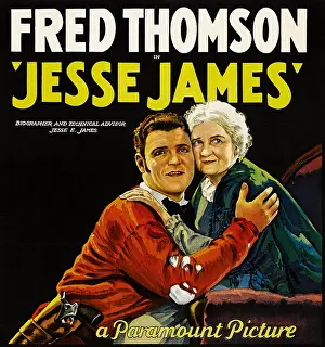 White Hair Prints: JESSE JAMES, style B poster, left to right: Fred Thomson, Mary Carr, 1927