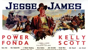 Railroad Prints: JESSE JAMES, Tyrone Power as Jesse James (center)