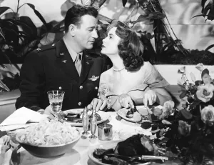Uniform Military Prints: JET PILOT, from left: John Wayne, Janet Leigh, 1950, (released 1957)