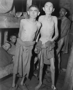 Genocide Prints: Jewish inmates of the Amphing concentration camp after liberation by U