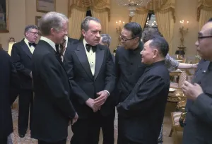 Evening Dress Prints: Jimmy Carter Richard Nixon and Deng Xiaoping during the state dinner for the Vice Premier of China