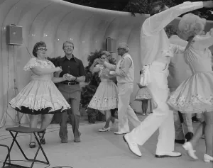 Jimmy Carter square dances during a Congressional Picnic on the South Lawn. Ca. 1977-1980