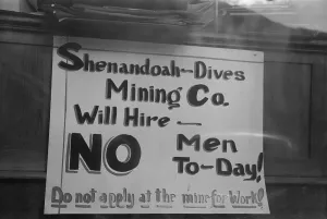 Mining Prints: No Jobs Available Sign. Shenandoah-Dives Mining Co