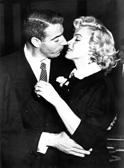 Bride And Groom Prints: Joe DiMaggio, Marilyn Monroe, just after their wedding in San Francisco
