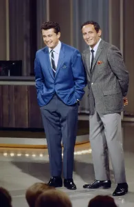 Joey Prints: THE JOEY BISHOP SHOW, From left: Regis Philbin, Joey Bishop, host, (aired 1967-1969)
