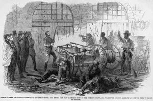 Militants Prints: John Brown and others inside the engine house of the Harper's Ferry Armory just before the U