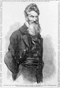 1850s Portraits Prints: John Brown. Detail of front page of Frank Leslie's illustrated newspaper with picture of John Brown