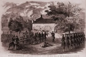 Militants Prints: John Brown's insurrection. While under fire from Brown's insurgents