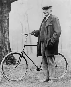Bicycle Prints: John D. Rockefeller 1939-1937 with his bicycle after his retirement