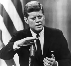 Speaking Prints: John F. Kennedy, called on Russia to halt interference in the Berlin air corridors while the Geneva talks were