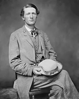 Wet Collodion Glass Negative Prints: John Singleton Mosby, was a Confederate army cavalry commander and raider nicknamed the Gray Ghost in the US Civil War