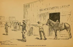 Shootout Prints: John Wesley Hardin killing Dewitt County Sheriff, Jack Helms, on August 1, 1873