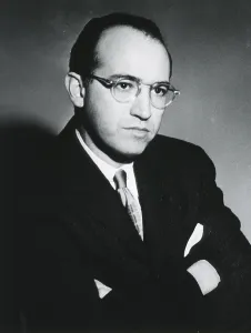 Physicians Prints: Jonas E. Salk (1914-1995), American developer of the first polio vaccine. Ca. 1955
