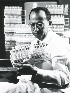 Physicians Prints: Jonas E. Salk (1914-1995), American medical researcher who developed the first Polio vaccine