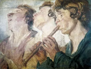 Flute Player Prints: JORDAENSJacob (1593-1678). Three Street Musicians