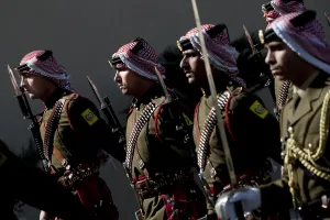 Amman Prints: Jordanian Honor Guardsmen welcome Admiral Mike Mullen during an arrival ceremony in Amman Jordan Feb