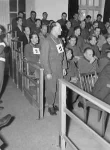 Nazis Prints: Josep Dietrich, Commander of the 6th Nazi SS Panzer Army, on trial for Malmedy Massacre