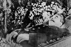 Communism Prints: Joseph Stalin, lying in state in Hall of Columns