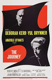 Kerr Prints: THE JOURNEY, US poster art, Yul Brynner (top), Deborah Kerr, 1959
