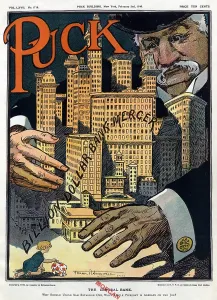 John Pierpont Prints: J.P. Morgan. Illustration shows a gigantic J