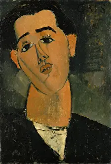 Juan Prints: JUAN GRIS, by Amedeo Modigliani, 1915, Italian modernist painting, oil on canvas