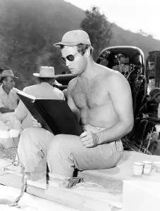Between Scenes Prints: JULIUS CAESAR, Marlon Brando reading on set, 1953