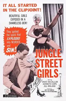 Jill Prints: JUNGLE STREET, (aka JUNGLE STREET GIRLS), US poster, Jill Ireland (top), 1960
