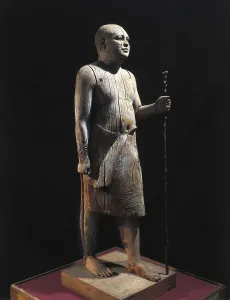 Ka-aper lcalled "Sheikh El-Beled". ca. 2465 BC. Work also known as "The Headman of the Village", though his real activity was priest assistant. Sycamore wood