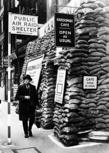 Cafe Prints: The Kardomah Cafe, outfitted as an air raid shelter as an attraction during wartime