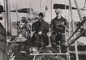 Leather Jacket Prints: Katharine Wright sits beside brother Wilber at the beginning of her first ride in an airplane
