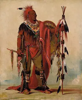Standard Prints: Kee-o-kuk, The Watchful Fox, Chief of the Tribe, in 1835 painting by George Catlin