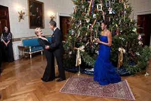 Movie Stars Prints: Kennedy Center honoree Meryl Streep with President Barack Obama and First Lady Michelle Obama