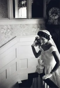 Wedding Dress Prints: Kennedy wedding - Jackie throwing the bouquet