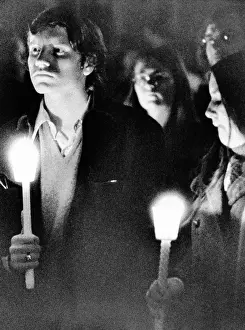 Students Prints: Kent State University students hold candles during a silent vigil