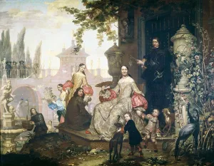 1680 Prints: KESSEL II, Jan van Kessel (1654-1708). Portrait of a Family in a Garden. 1680