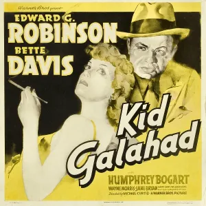 Overcoat Prints: KID GALAHAD, Bette Davis, Edward G Robinson on jumbo window card, 1937